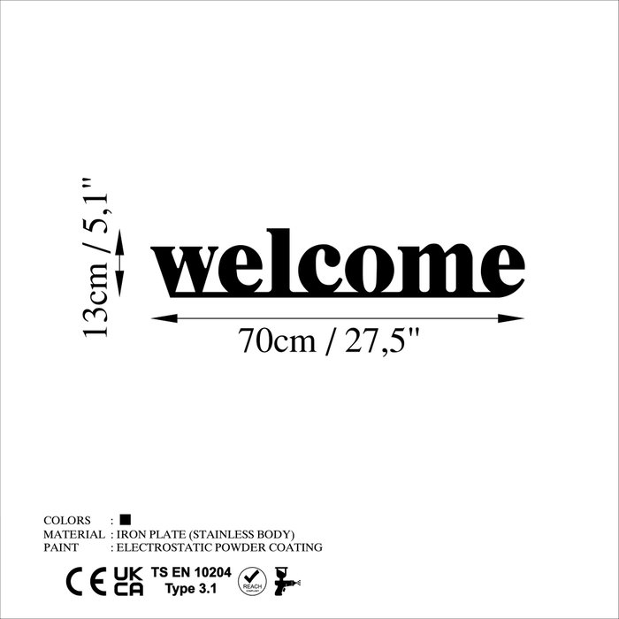Wallity Welcome Accesorio Decorativo de Pared de Metal Negro